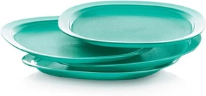 Tupperware Microwave Reheatable Luncheon Plates Set of 4 Mint Green New - Picture 1 of 2