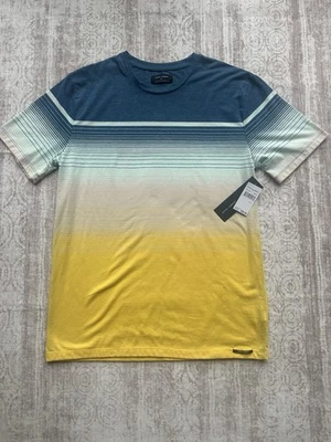 Ocean Current 男式大码多色蓝色和黄色短袖衬衫 — 第 1/3 张图片