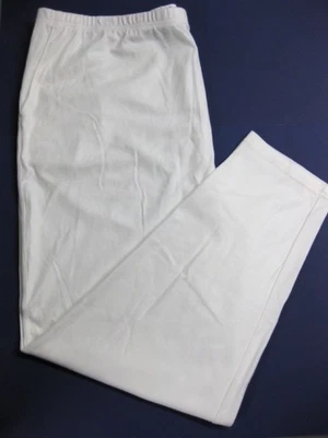 LANDS END White Sport Knit Cotton Elastic Waist Pants Womens L/P 14-16 ~GC~ - Image 1 of 4