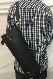 Hermosa bolsa con rollo de cuchillo de chef 100 % cuero genuino de alta calidad con 8 bolsillos - Imagen 1 de 9