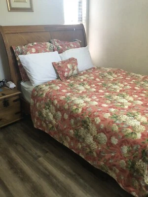 PEACOCK ALLEY Rust Sonoma Hydrangea Queen 96x78” Duvet Euro Shams Cotton USA - Image 1 of 4