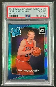 2017-18 Donruss Optic Lauri Markkanen Aqua Rated Rookie 19/25 PSA 10 GEM MINT