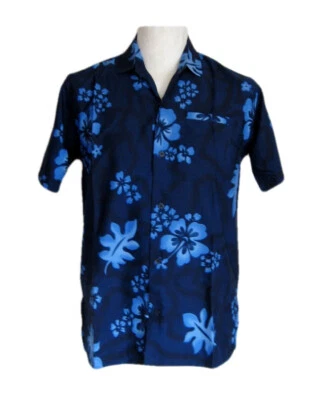 NEW S HAWAIIAN ALOHA BLUE BUTTON DOWN SHIRT MENS SMALL - Image 1 of 3