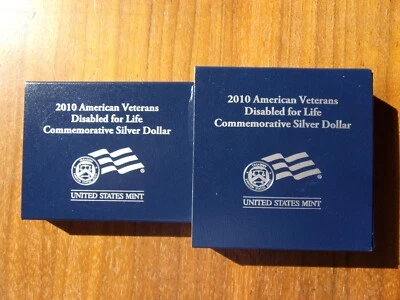 2010 W US Mint American Veterans Disabled for Life 2 SET Silver Dollar OGP/COA - Image 1 of 4