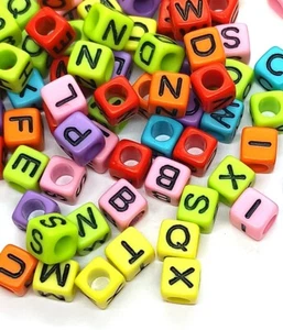 100-1000pcs 6mm solid colours cube acrylic letter /alphabets beads DIY Craft - Picture 1 of 3