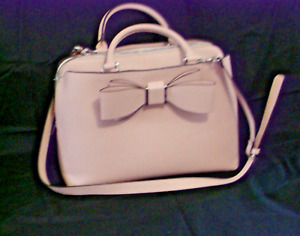 Betsey Johnson Blush Pink 3 Compartment Satchel Crossbody Handbag with Bow