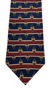 Etienne Aigner 100% Silk Mens Tie Necktie Blue Red Green Diamond Stripe Print - Picture 1 of 5