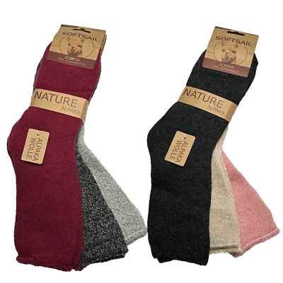 3/9 Paar Alpaka Socken Wollsocken - Warme Outdoorsocken Damen Wintersocken warm - Bild 1 von 4