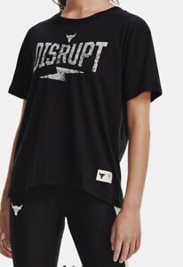 Under Armour Women's Project Rock Disrupt Short Sleeve.Black/Summit White.