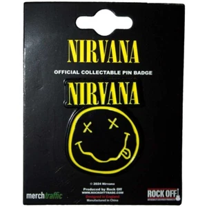 NIRVANA SMILEY FACE LOGO VERY HIGH QUALITY METAL BADGE OFFICIALLY LICENSED - Imagen 1 de 5