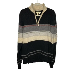 THE TERRITORY AHEAD Sweater Mens Medium Striped Lambs Wool Blend 1/4 zip - Picture 1 of 8