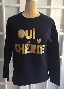 Zara Kids Navy Blue Sweatshirt Long Sleeves gold Print Size 13 14 Y O1512 - Picture 1 of 6