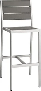 Aluminum Outdoor Patio Armless Bar Stool, Silver Gray - Picture 1 of 5