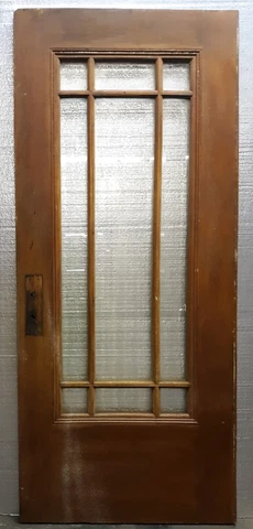 36x83"x1.75" Antique Vintage Old Wooden Exterior Entry Door Window Beveled Glass Cover