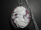 Cameo Locket Grecian Woman With A Butterfly Wine White