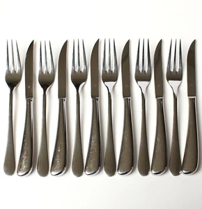 Top WMF Designer Cromargan Edelstahl Besteck Steakbesteck 6 Messer + 6 Gabeln - Bild 1 von 3