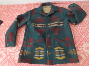 PENDLETON Native Jacket Wool 80s high grade Western Wear L Green Men's Vintage - Picture 1 of 13