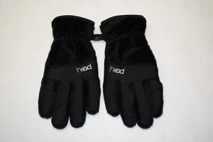 HEAD Girls Size M Black Faux Fur Thermal Fleece Gloves W/Finger Patches - Picture 1 of 12