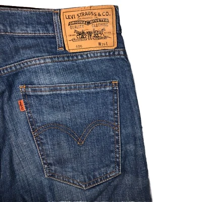 Pantalones de mezclilla Levi's 606 1969 azul para hombre Big E naranja pestaña desgastados talla 29 30x30 Foto 1 de 4
