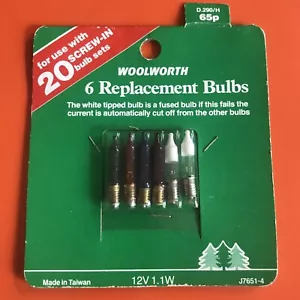 More details for vintage retro 6 woolworths 12v 1.1w replacement bulbs screw-in xmas tree lights