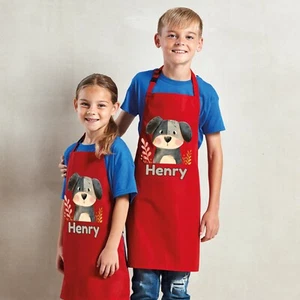 Personalisierte wasserdichte Kinderschürze mit beliebigem Namen Hund. Basteln, Backen, Kochen. Junge, Mädchen - Bild 1 von 12
