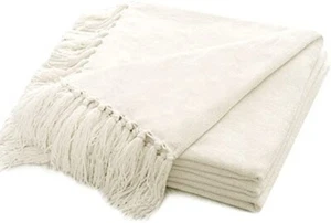 RECYCO Wohndecke weich kuschelig Chenille Überwurf Decke mit Fransen Quaste - Bild 1 von 5