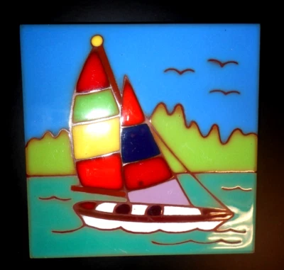 Vibrant Colorful Sailbot Italian Tile 6"X6" - Image 1 of 4