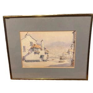 Vintage Sam Burden Signed Watercolour Print Cornwall In Gold Tone Frame Korea #1 - Picture 1 of 12