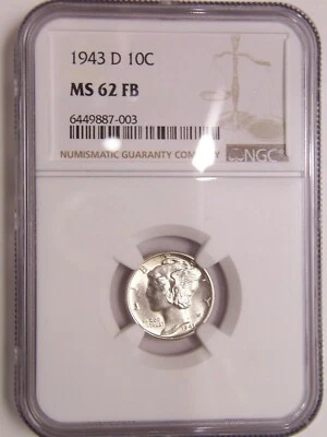 1943 d Mercury Dime MS 62 Full Bands NGC - Image 1 of 4