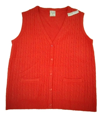 Vintage Allison Daley Red Cable Knit Vest 2 Pockets Size Med Excellent Condition - Image 1 of 4