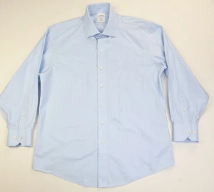 Brooks Brothers Regent Fit Size 16.5 2/3 Mens Blue Spread Collar Non Iron Shirt - Picture 1 of 9