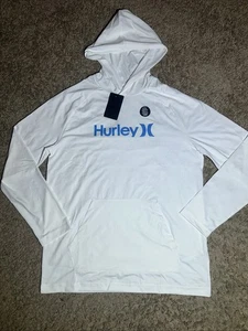 NEW Men s Hurley OAO Hooded White Large Rashguard Sun Shirt MSRP $42.00 - Picture 1 of 6