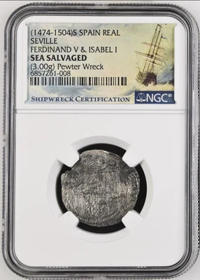 Naufragio de Peltre - Real Español 1474-1504 - Hundido en Santa Domingo Foto 1 de 2