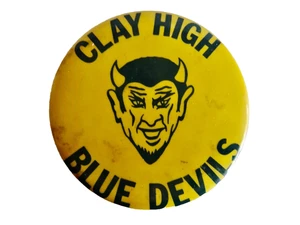 cLAY HIGH BLUE DEVILS SCHOOL FOOTBALL TEAM BUTTON GREEN COVE SPRINGS neocurio - Picture 1 of 5