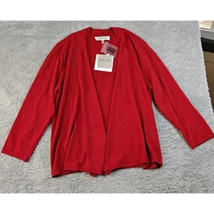 Chaqueta Cárdigan Suéter Top Kasper Mujer Rojo Fuego Frente Abierto Mediano M - Imagen 1 de 5
