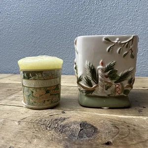 Candela Yankee Natale Natale Ceramica Vischio Portacandele Votivo 2,5x3in. - Foto 1 di 8