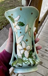 Vintage 1930s McCoy Vase Custom Paint Over Original Glaze W/ Artist Signature - Picture 1 of 5