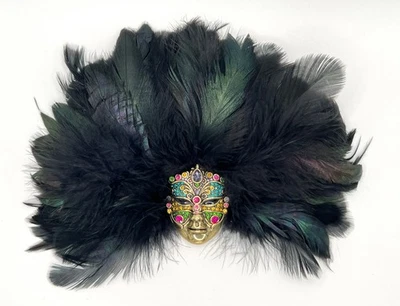Heidi Daus Signed "Captivating Carnival" Crystal & Feather Mask Pin/Brooch NiBwT - Image 1 of 4