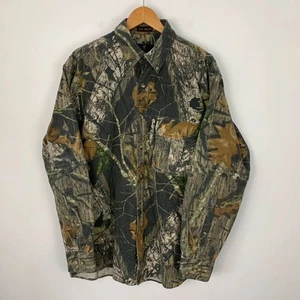 Browning Mossy Oak Camouflage Shirt Mens Large Real Tree Zip Off Arms Button Up - Picture 1 of 15