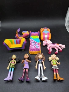Groovy Girls Minis Posable Dolls Lot Of 9, Dolls, Furniture Car Scooter Pony - Picture 1 of 24