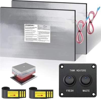 Нагреватель бака автофургона подушечка с автоматическим термостатом и переключателем, 2 шт. 12/13,5 В RV Ta - Изображение 1 из 4