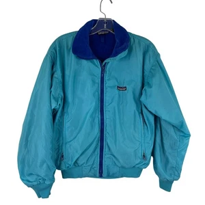 VINTAGE Patagonia Jacket Womens 8 Blue Purple Fleece Lined Made USA 90s Coat - Picture 1 of 21
