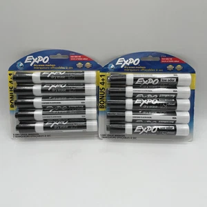 ExPo Black Chisel Tip Dry Erase Markers Bonus Pack 5 Markers 2 Pack - Picture 1 of 5