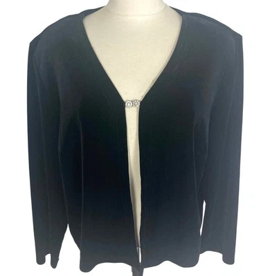 Cárdigan chaqueta vintage de terciopelo negro con cierre de estrás para mujer 18 20 noche Foto 1 de 4
