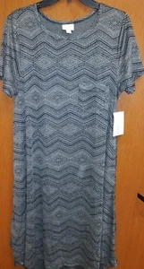 NWT LULAROE CARLY LARGE BLACK WITH SILVER GRAY AZTEC PATTERN JACCARD - Bild 1 von 5