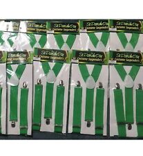 9 Packs Of Green Suspenders. NEW IN PACKAGE. St. Patrick’s Day