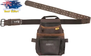 Tool Belt with Leather Pouch, 12 Pockets, Brown - DWST550115 - Picture 1 of 12