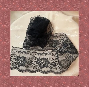 Gothic schwarz Blumen flache Spitze Doppel Jakobsmuschel 80 in x 4 in breit 1 Stück #DD80 NOS - Bild 1 von 3