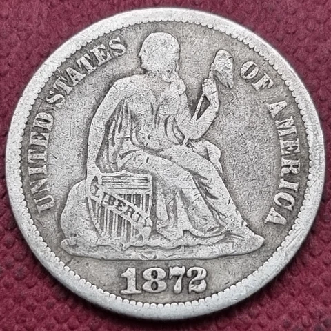 1872 Seated Liberty Dime 10c Better Grade #57599 Cover