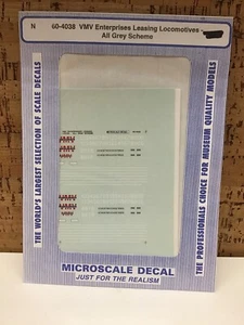 Microscale Decal N Scale 60-4038: VMV Enterprises Leasing Locomotives Grey Color - Picture 1 of 2